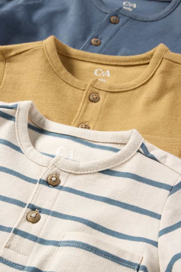 Baby Jungen - Multipack 3er - Baby-Langarmshirt - hellgrau