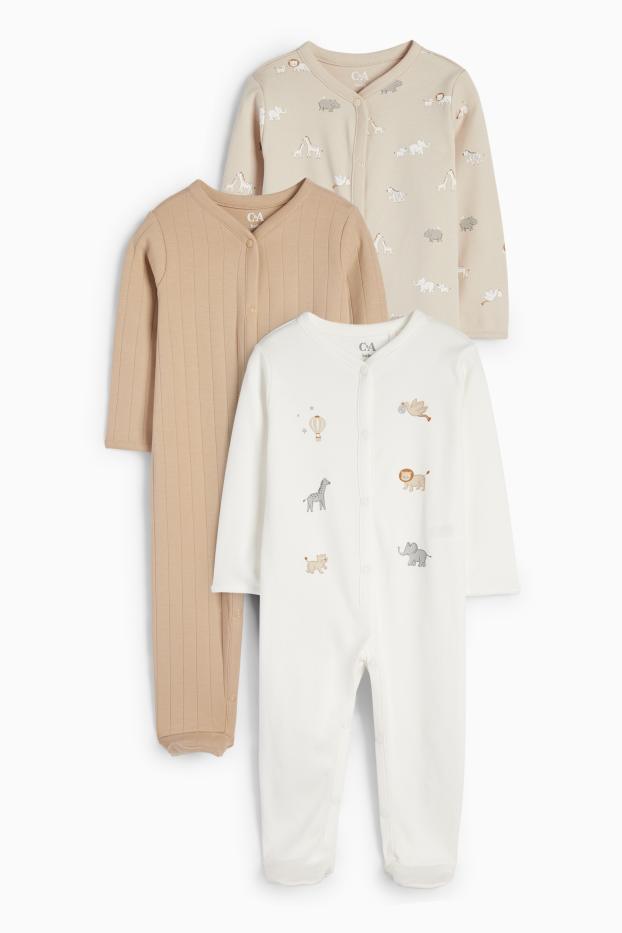 Unisex - Multipack 3 ks - motivy divokých zvířátek - pyžamo pro miminka - krémově bílá