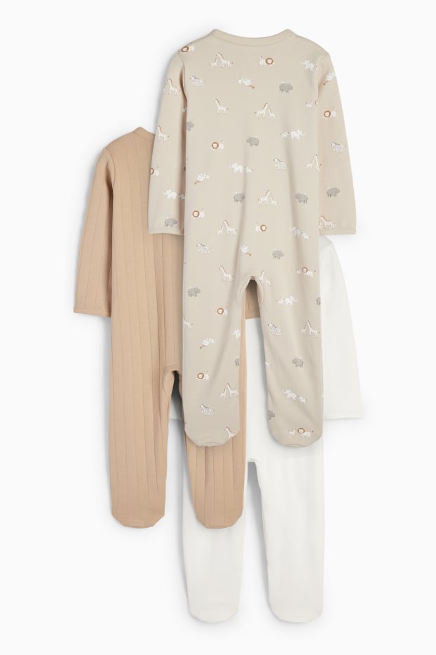 Unisex - Multipack 3 ks - motivy divokých zvířátek - pyžamo pro miminka - krémově bílá