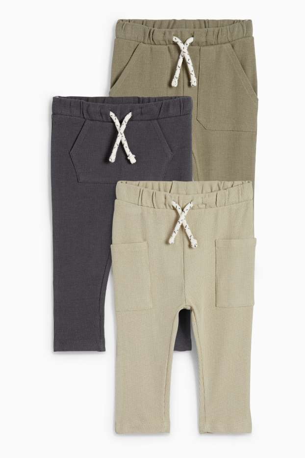 Baby Boys - Multipack of 3 - baby joggers - textured - mint green