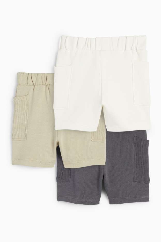 Baby Jungen - Multipack 3er - Baby-Shorts - cremeweiss