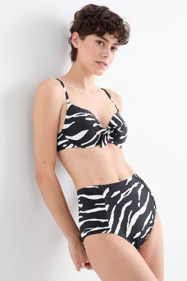 Women - Bikini bottoms - high waist - LYCRA® XTRA LIFE™ - patterned - black