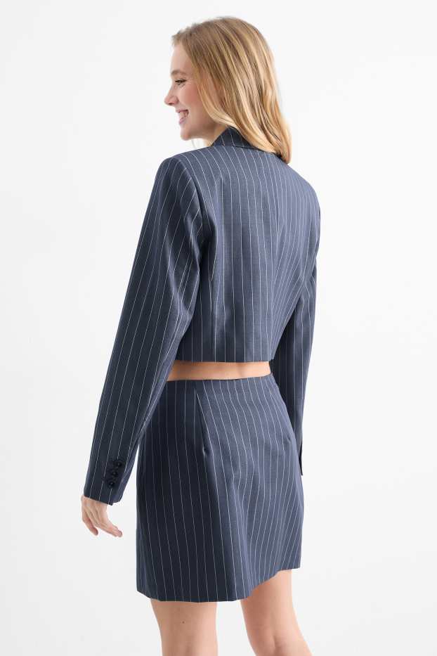 Damen - Crop Blazer - Relaxed Fit - Nadelstreifen - dunkelblau