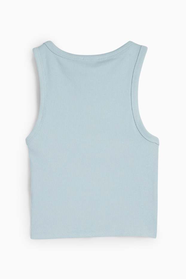Damen - Crop Top - gerippt - hellblau