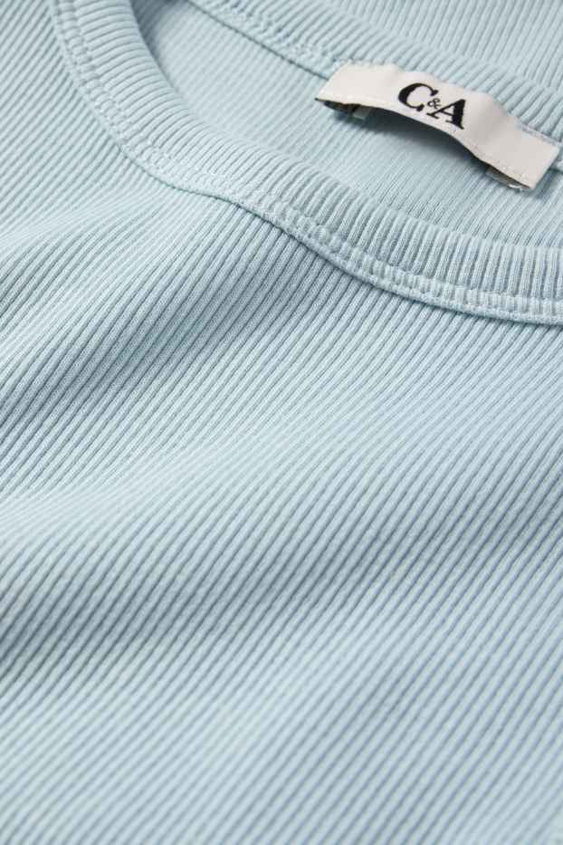 Damen - Crop Top - gerippt - hellblau