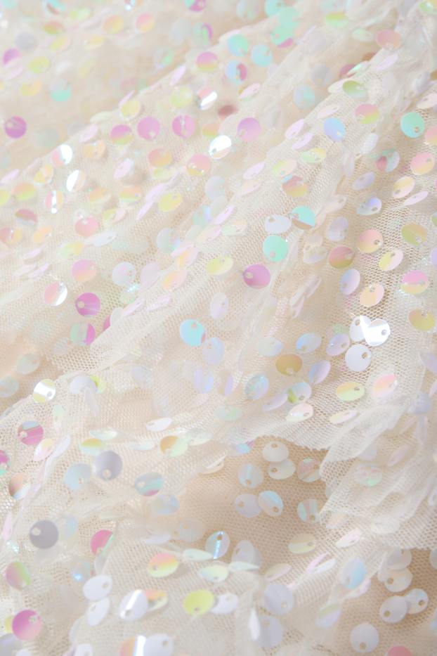 Kinder Mädchen - Pailletten-Rock - cremeweiß