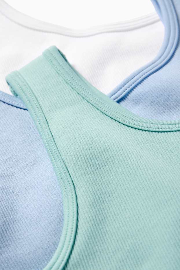 Enfants filles - Lot de 3 - brassières - côtelées - blanc