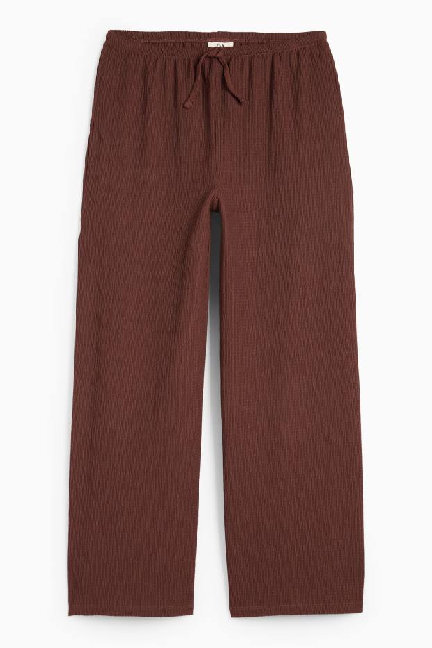 Copii - Fete - Pantaloni din jerseu - structurați - maro închis