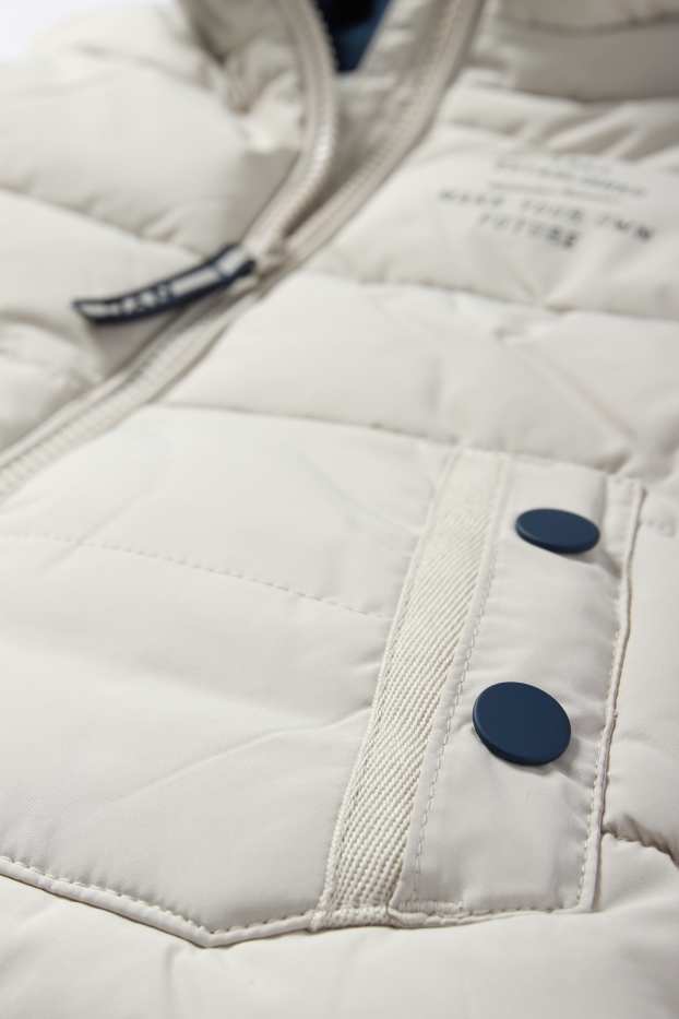 Children Boys - Quilted gilet with hood - water-repellent - beige