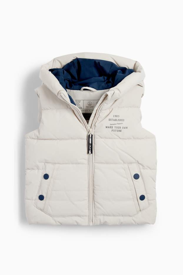 Children Boys - Quilted gilet with hood - water-repellent - beige