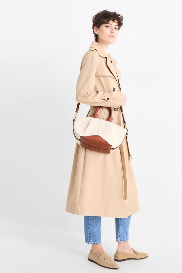 Donna - Shopper grande con spallaccio removibile - beige chiaro