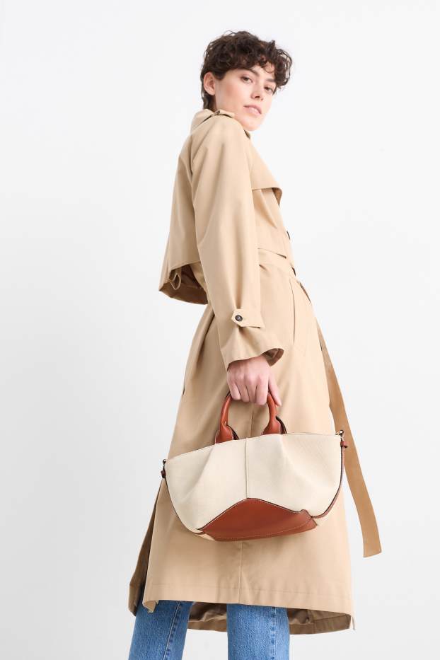 Donna - Shopper grande con spallaccio removibile - beige chiaro