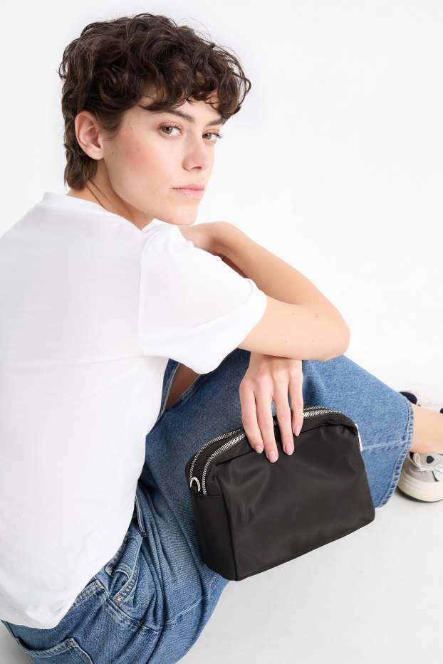 Women - Crossbody bag with detachable bag strap - black