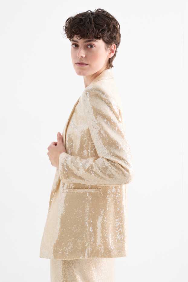 Femmes - Blazer à sequins - regular fit - beige clair