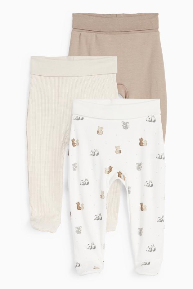 Unisex - Multipack 3er - Bärchen - Baby-Pyjamahose - beige