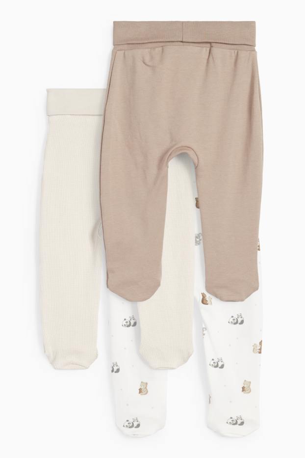 Unisex - Multipack 3er - Bärchen - Baby-Pyjamahose - beige