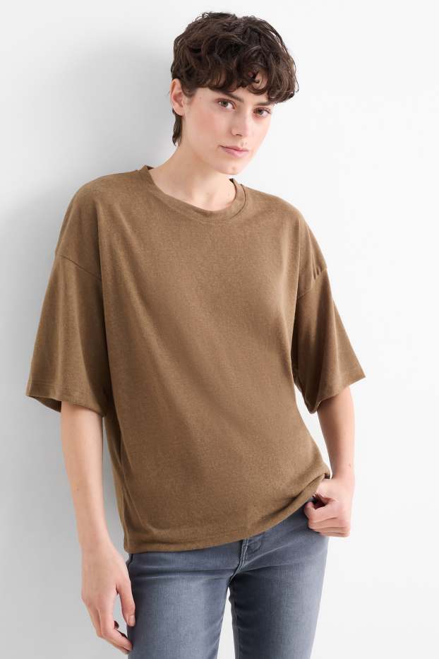 Dámské - Tričko - oversized - khaki