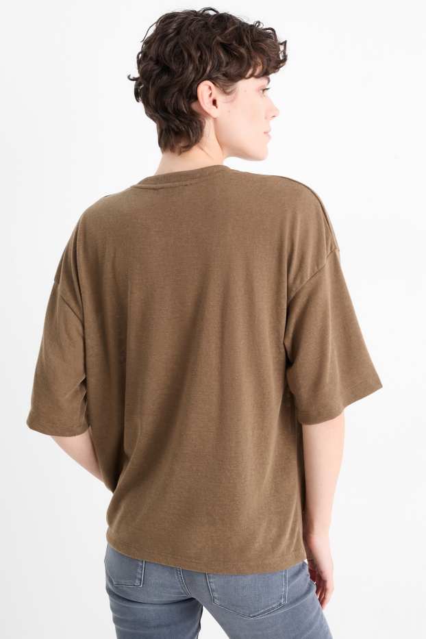 Dámské - Tričko - oversized - khaki
