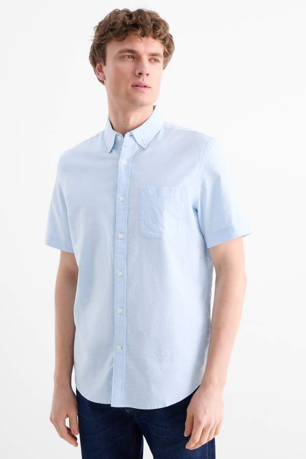 Bărbați - Cămașă - regular fit - guler cu nasturi - albastru deschis