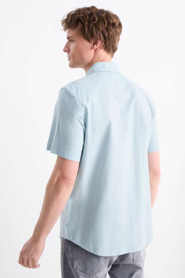 Bărbați - Cămașă - regular fit - guler cu nasturi - turcoaz