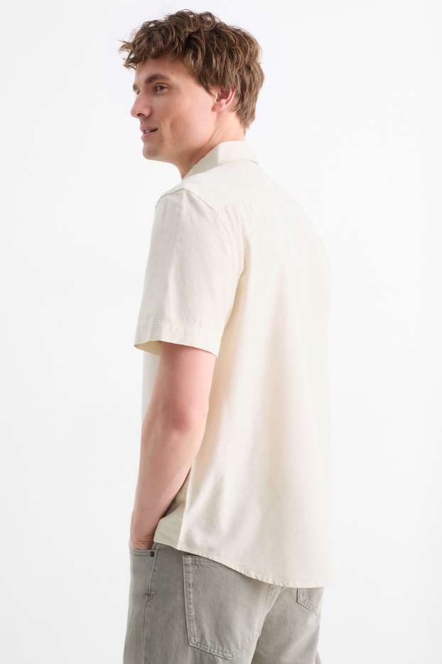 Pánské - Košile - regular fit - button-down - světle béžová