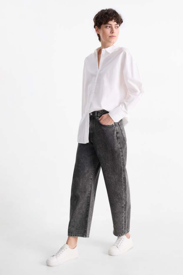 Dames - Barrel jeans - mid waist - jeansgrijs