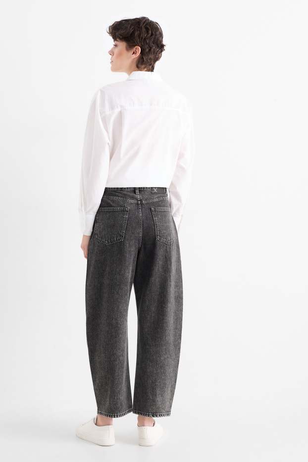 Dames - Barrel jeans - mid waist - jeansgrijs