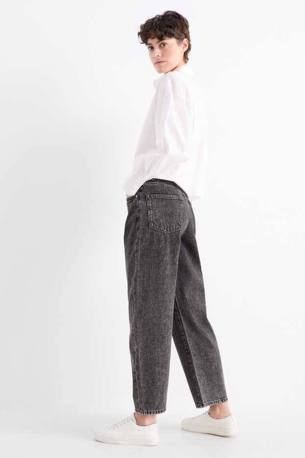 Dames - Barrel jeans - mid waist - jeansgrijs