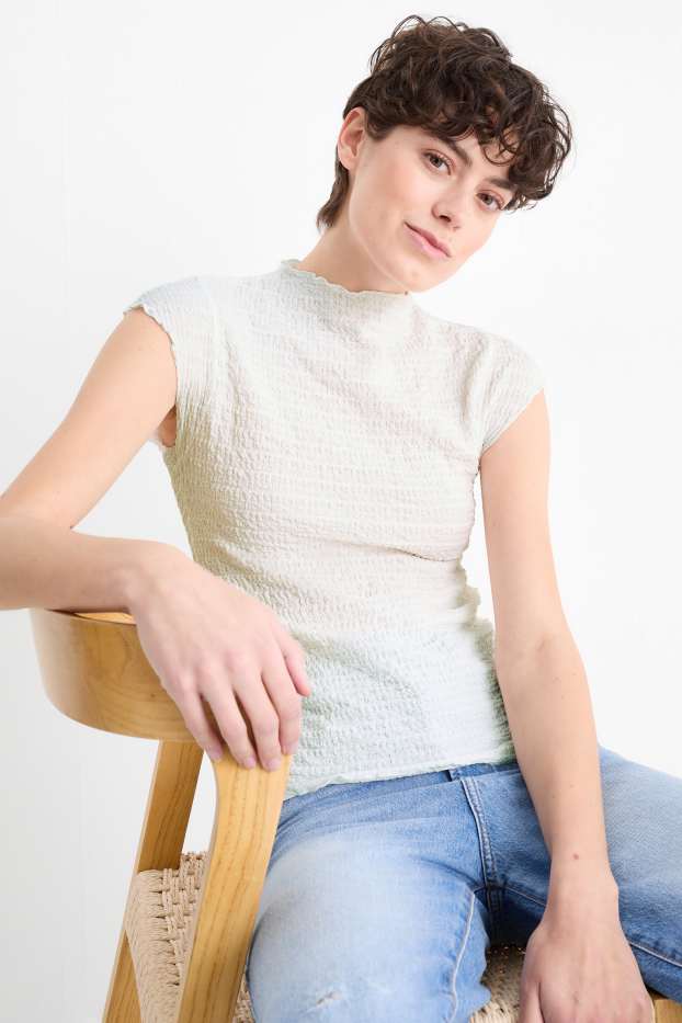 Femmes - T-shirt - texturé - blanc