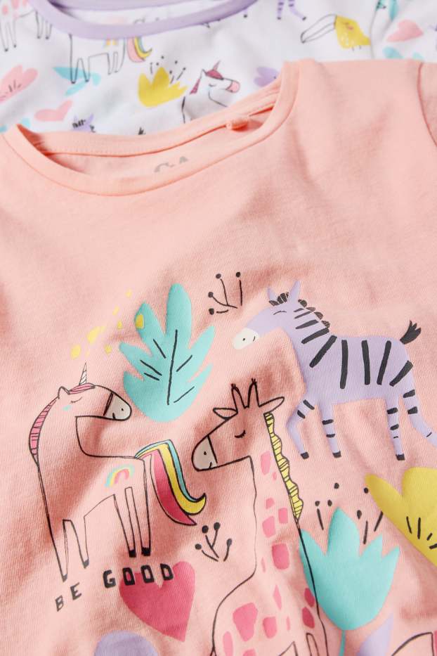 Kinder Mädchen - Multipack 2er - Einhorn, Zebra und Giraffe - Nachthemd - rosa
