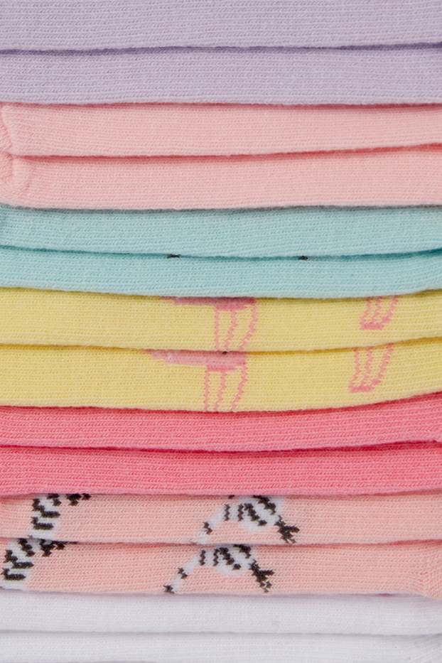 Enfants filles - Lot de 7 paires - zèbre et toucan - chaussettes à motif - rose