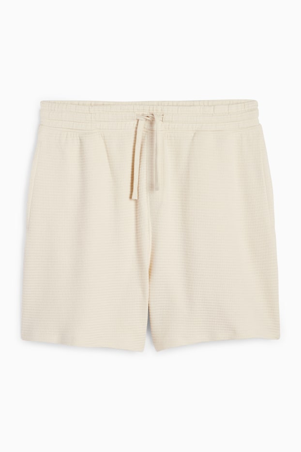 Uomo - Shorts - tessuto tramato - crema