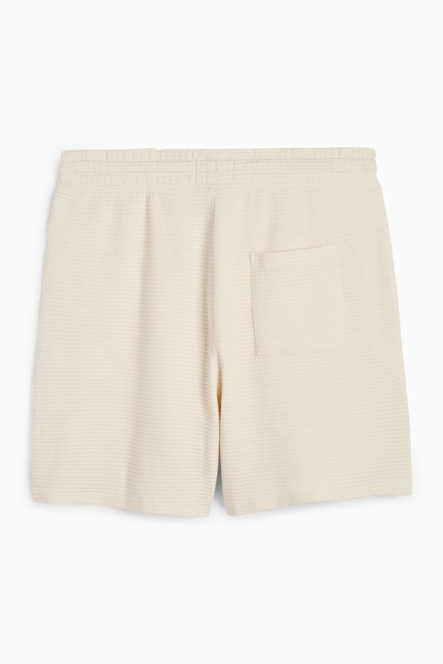 Uomo - Shorts - tessuto tramato - crema
