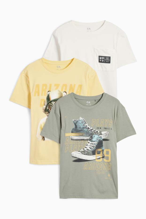 Kinder Buben - Multipack 3er - Sneaker und Skater - Kurzarmshirt - gelb