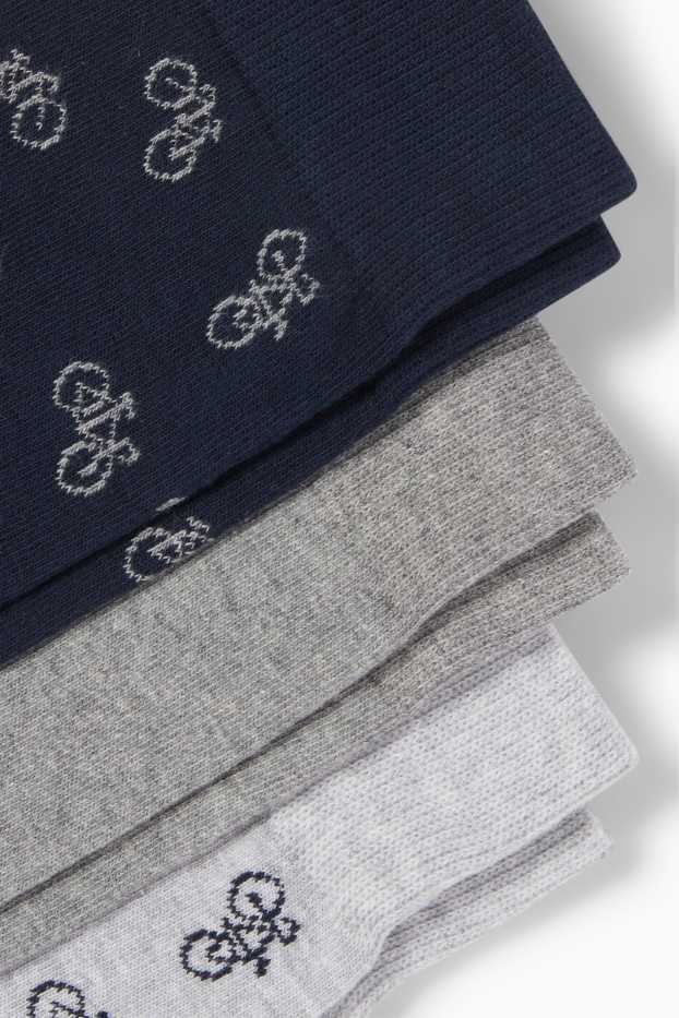 Heren - Set van 3 paar - sokken met motief - fiets - donkerblauw
