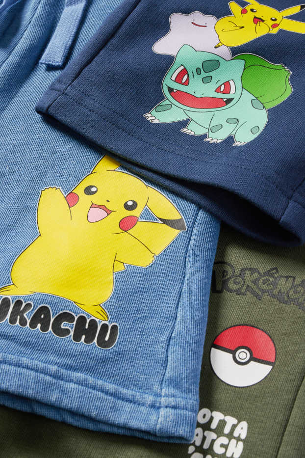 Copii - Băieți - Multipack 3 perechi - Pokémon - pantaloni scurți trening - albastru