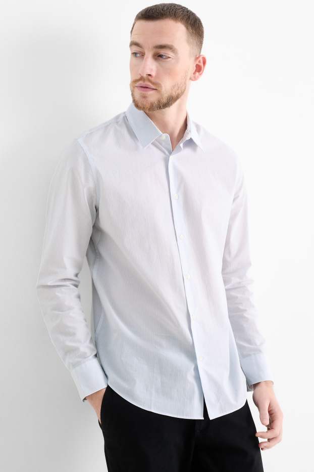 Hombre - Camisa - regular fit - Kent - de rayas - blanco