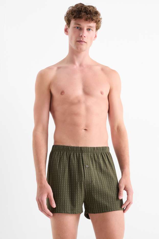 Men - Multipack of 2 - boxer shorts - jersey - green / gray