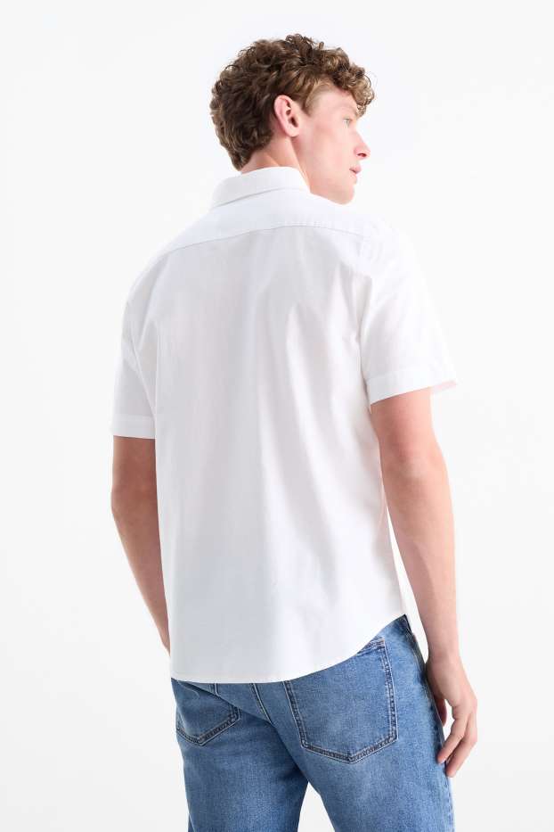 Herren - Oxford-Hemd - Regular Fit - Button-down - weiß