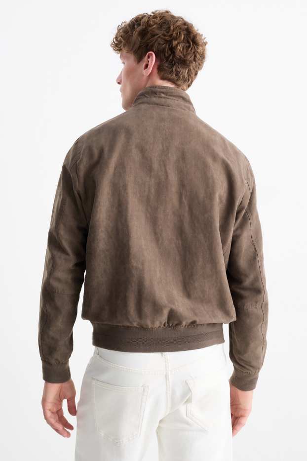 Men - Bomber jacket - faux leather - brown