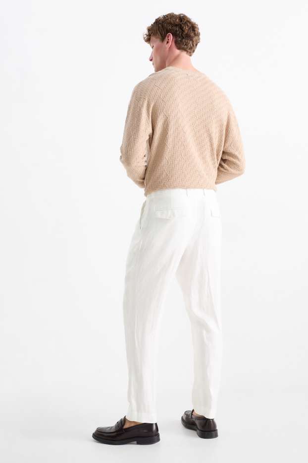 Bărbați - Pantaloni modulari din in - regular fit - alb