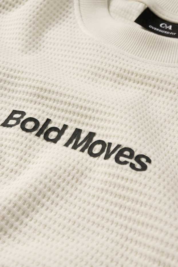 Men - T-shirt - oversized - textured - creme