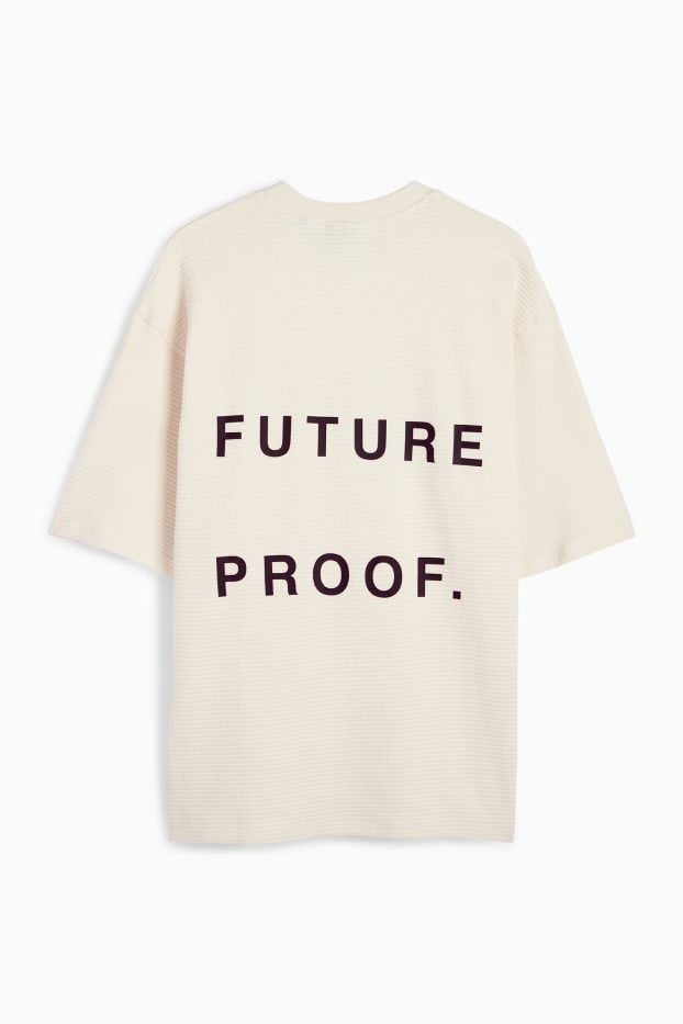 Men - T-shirt - oversized - textured - creme