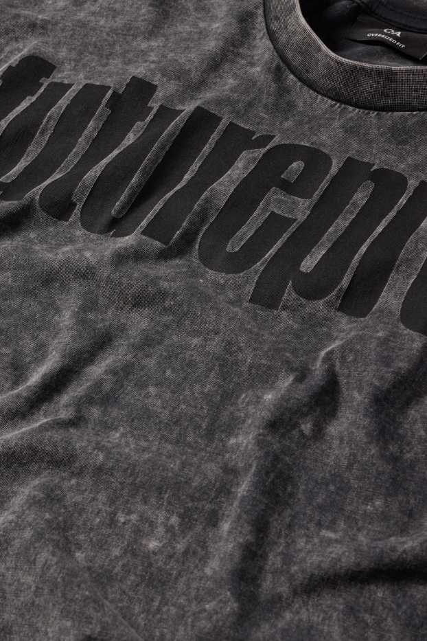 Men - T-shirt - oversized - dark gray