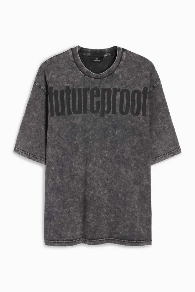 Men - T-shirt - oversized - dark gray