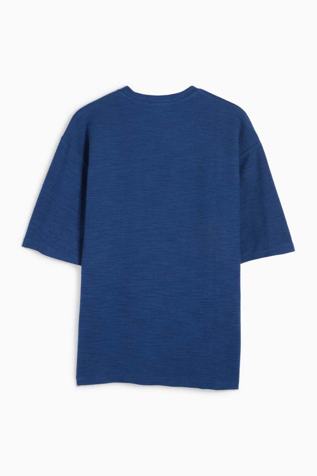Bărbați - Tricou - supradimensionat - structurat - albastru închis