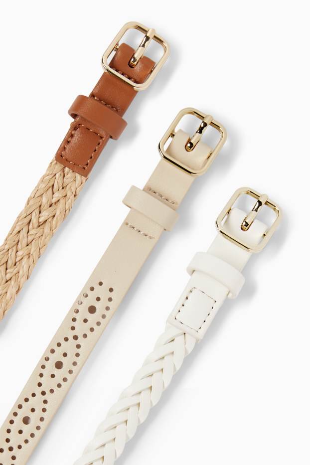 Damen - Multipack 3er - Gürtel - Lederimitat - beige