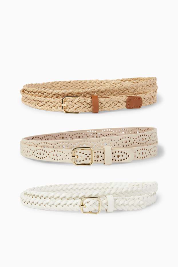 Damen - Multipack 3er - Gürtel - Lederimitat - beige