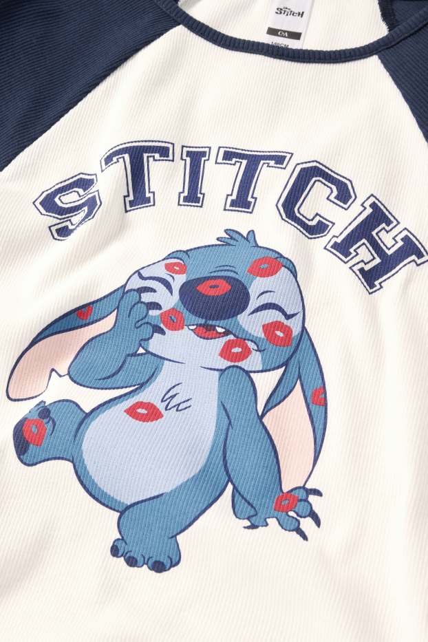 Enfants filles - Lilo & Stitch - T-shirt - côtelé - blanc / bleu