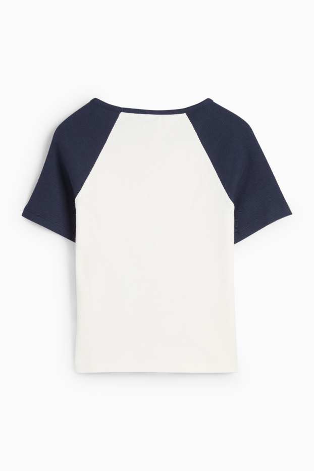 Enfants filles - Lilo & Stitch - T-shirt - côtelé - blanc / bleu
